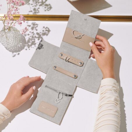 ROLL-UP Jewelry Pouch (Grey) – กระเป๋าม้วนเก็บเครื่องประดับสีเทา**