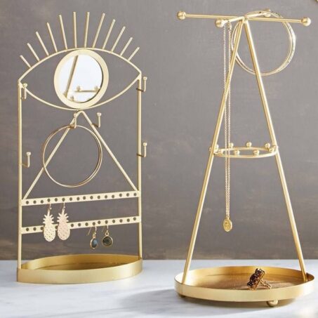 EYE SHAPE Gold Display Stand – ฐานตั้งโชว์ทรงตาพร้อมกระจก**