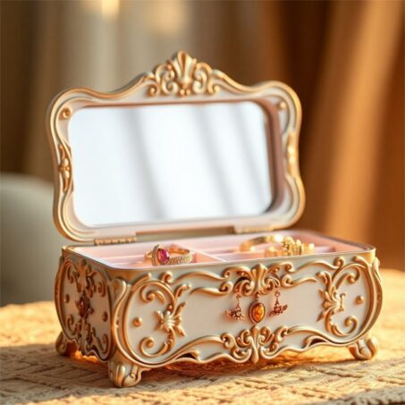 ROYAL GOLD Mirror Box – กล่องหรูหราลายทองพร้อมกระจก**