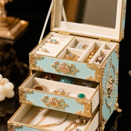 BAROQUE Frame Mirror Box – กล่องวินเทจลายกรอบกระจก Baroque**